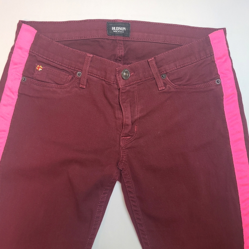 Hudson Maroon Pink Tuxedo stripe Pants